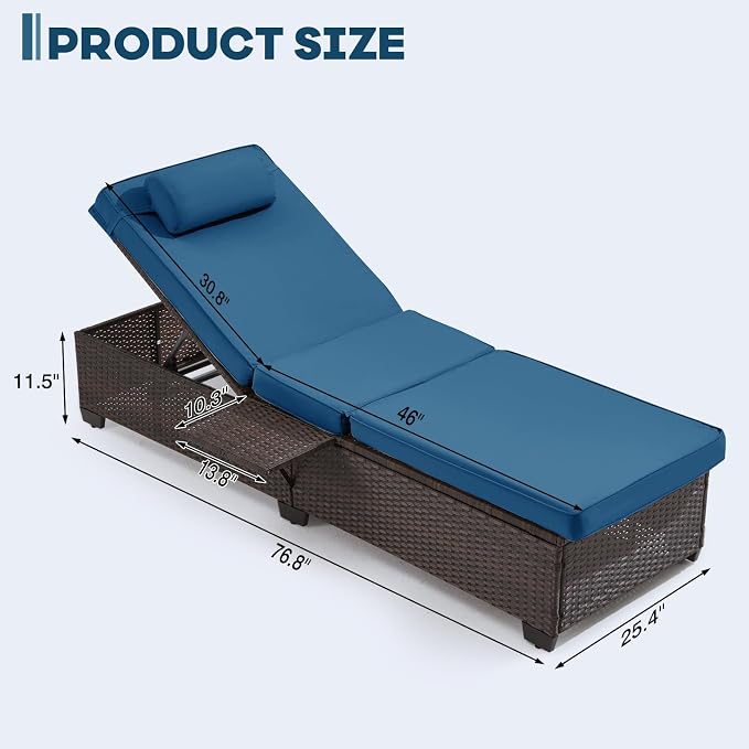 Outdoor Lounge Chairs, Pool Lounge Chairs Set of 2, Outdoor Chaise Lounge - Image 2