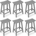 Outdoor Bar Stools Set of 6, 24 Inch All-Weather HDPE Counter Height Chairs by KULAMOONLIFEHOUSE