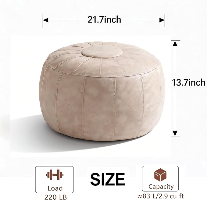 Thgonwid Unstuffed Moroccan Storage Pouf Foot Stool Ottoman Seat Handmade Faux - Image 3