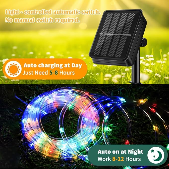 Solar Rope Lights 39FT IP65 Waterproof Outdoor Lights LED Copper Fairy String - Image 4