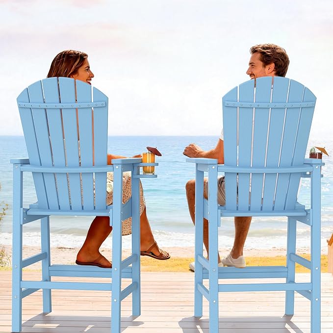 VINGLI Tall Adirondack Chairs Set of 2, All-Weather Plastic Adirondack Chair - Image 7