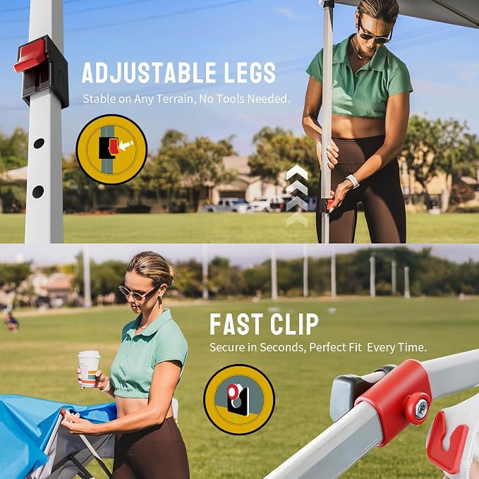 CROWN SHADES 8x8 Pop Up Canopy, Patented Center Lock One Push Instant Popup - Image 3