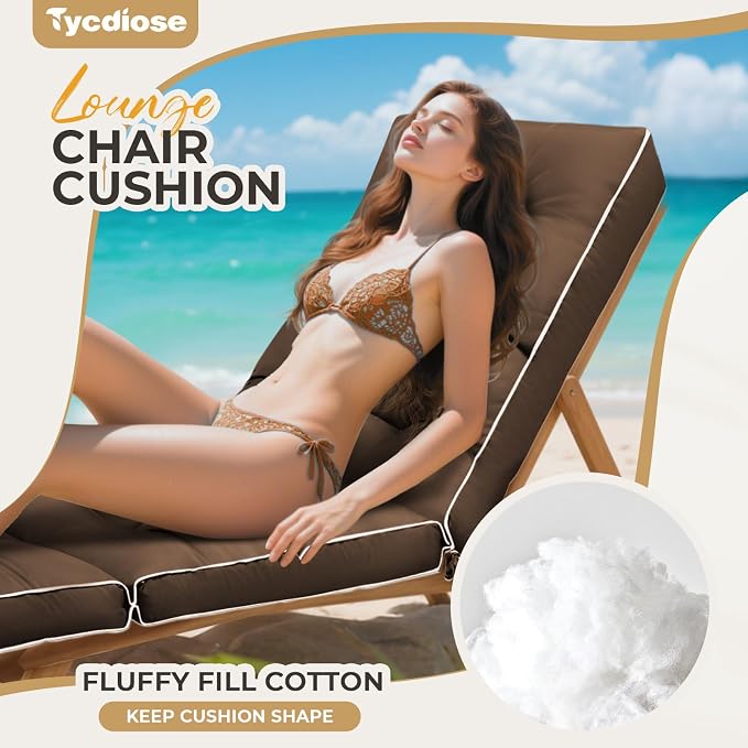 Outdoor Chaise Lounge Chair Cushion, Waterproof Non-Slip Patio Chaise Lounge - Image 3