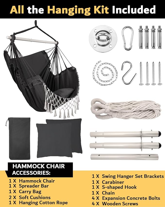 MIZTLI Hammock Chair Hanging Chair Swing Chair XXL Large Macrame Swing Indoor - Image 6