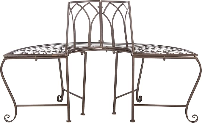 SAFAVIEH Outdoor Furniture Collection – Abia Rustic Brown Wrought Iron 50-Inch - Image 5