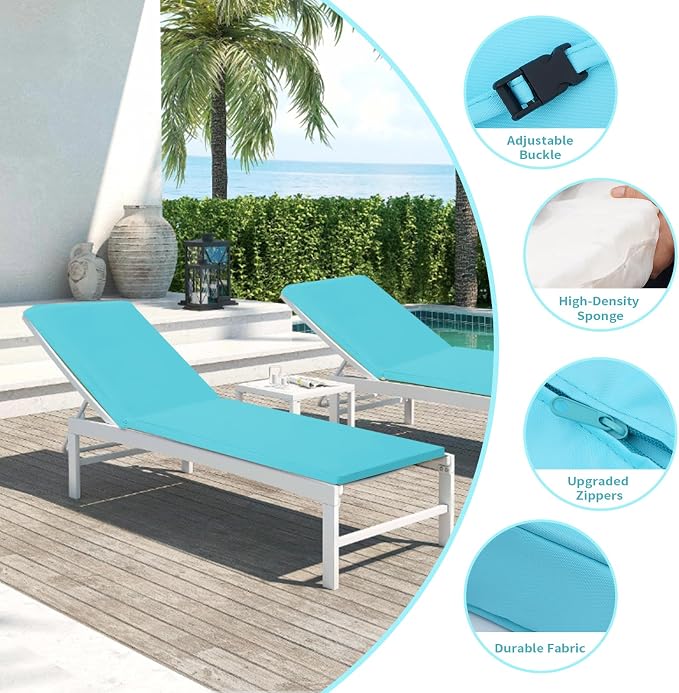 Outdoor Chaise Lounge Cushions for Patio, Waterproof Replacement Seat Pads for - Image 3