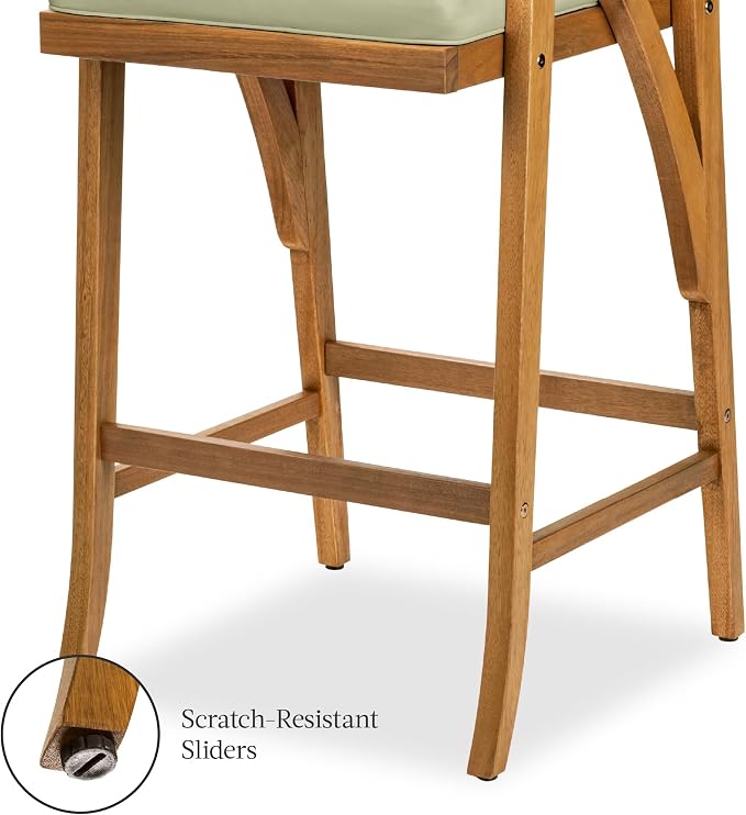 Best Choice Products Set of 2 Outdoor Acacia Wood Bar Stools Bar Chairs - Image 7