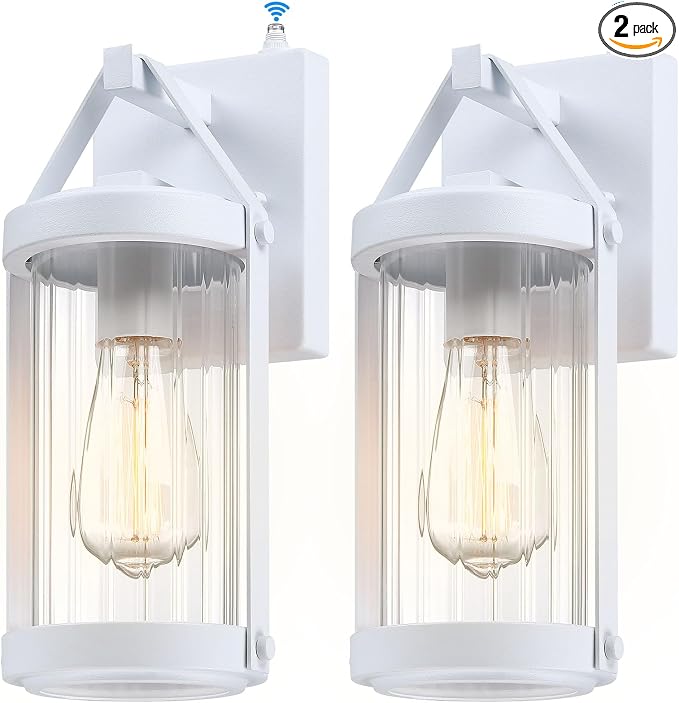 LONEDRUID 2 Pack Dusk to Dawn Sensor Outdoor Wall Sconce Lighting White by LONEDRUID