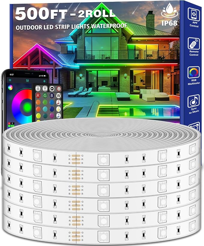 zoegi 500ft Outdoor LED Strip Lights Waterproof, Music Sync RGB IP68 Outside by Unknown