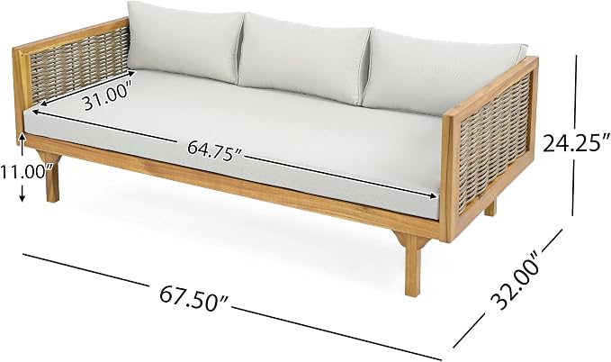 LUMISOL Patio Daybed with Rattan Armrests - Image 2