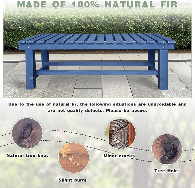 Outdoor Garden Wood Bench, 2-Person Weatherproof Wooden Bench Park Narrow Bench - Image 6