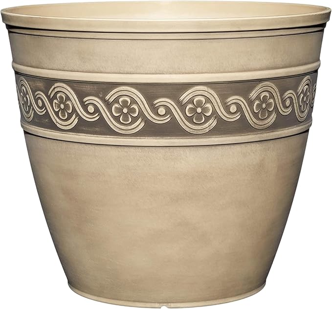 Classic Home and Garden Corinthian Resin Flower Pot Planter, Ivory Ash by ClassicHomeandGarden