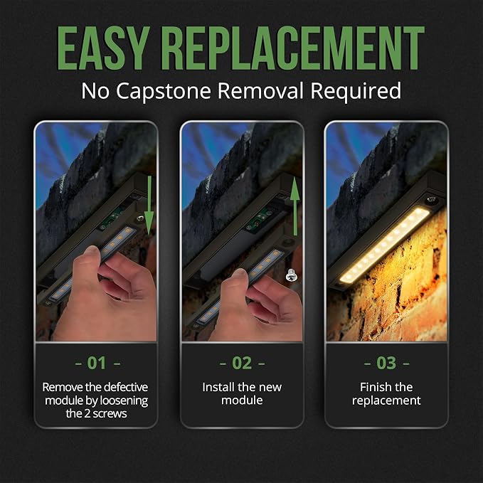GKOLED 8-Pack Replaceable 6.8" LED Hardscape Lights, Low Voltage Retaining Wall - Image 2