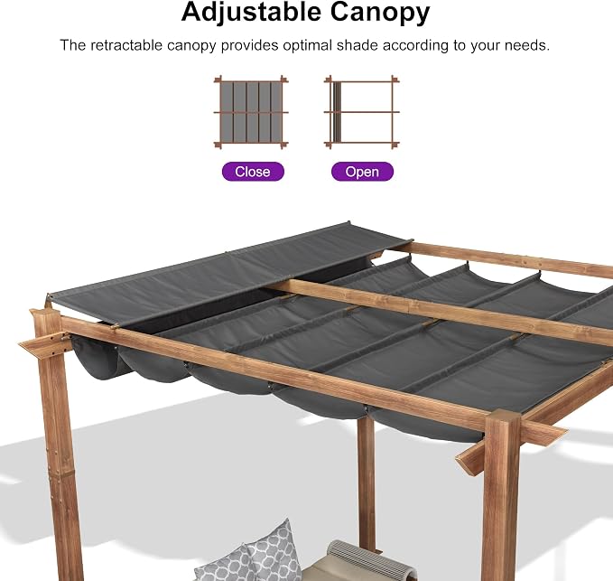 PURPLE LEAF 10' x 10' Outdoor Retractable Pergola - Image 5