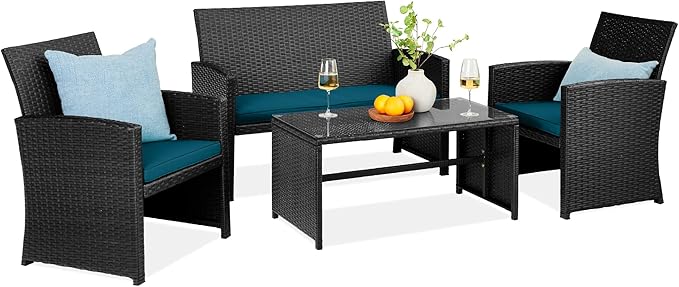 Best Choice Products 4-Piece Outdoor Wicker Patio Conversation Furniture Set by BestChoiceProducts