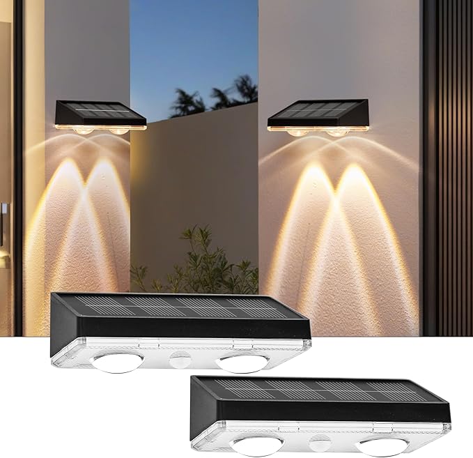 Solar Fence Lights Outdoor 2 Pack – Warm White by Unknown