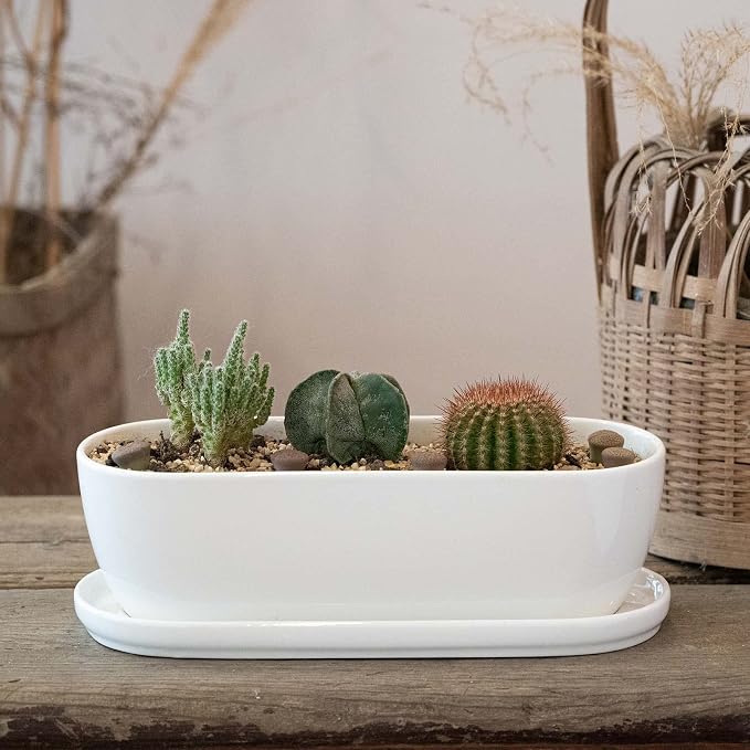 E-liu Ceramic Plant Pots, 11+14 inch, Planters - Image 8