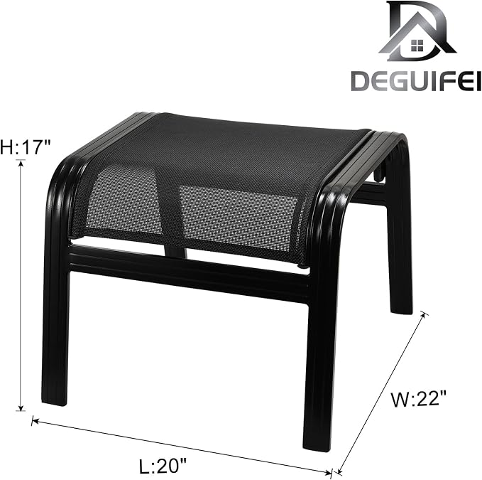 Patio Footstools Outdoor Foot Rest Aluminum Patio Ottomans Portable Seat Wicker - Image 3