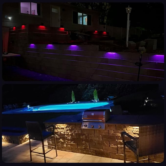 8 Pack 7 inch RGB LED Hardscape Lighting Step Lights Retaining Wall Lights - Image 6