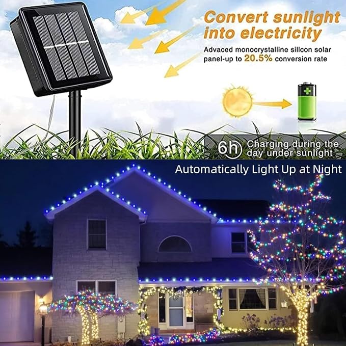 QITONG 2 Pack Blue and White Solar Rope Lights, Each 33ft 100 LED Solar String - Image 2