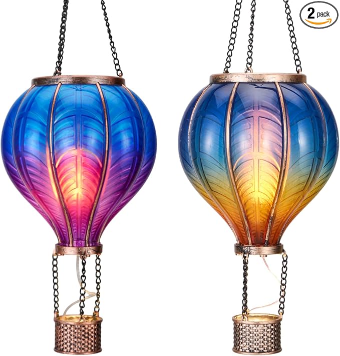 TERESA'S COLLECTIONS 2 Pack Hanging Solar Lantern Outdoor Garden Decor by TERESASCOLLECTIONS
