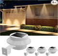 4 Pack White Bright Solar Powered Gutter Mounted Lights Outdoor Waterproof Led by FALOVE