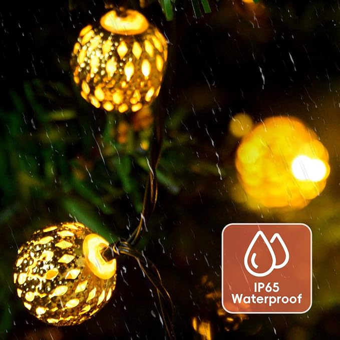 Moroccan String Lights Plug-in 60 LED 29ft Indoor Outdoor Waterproof 8 Modes - Image 7