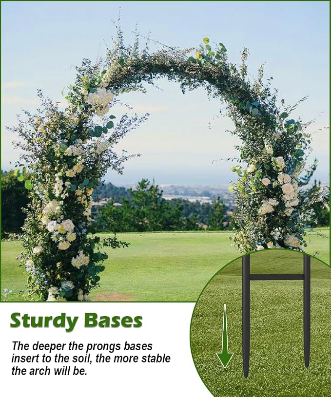 Queension Metal Wedding Arch for Ceremony Party Decoration 7Ft Wide 7.7Ft High - Image 3