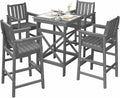 5 Pieces Adirondack Bar Chairs Set, HDPE Patio Bar Height Table and Chairs by SeeHill