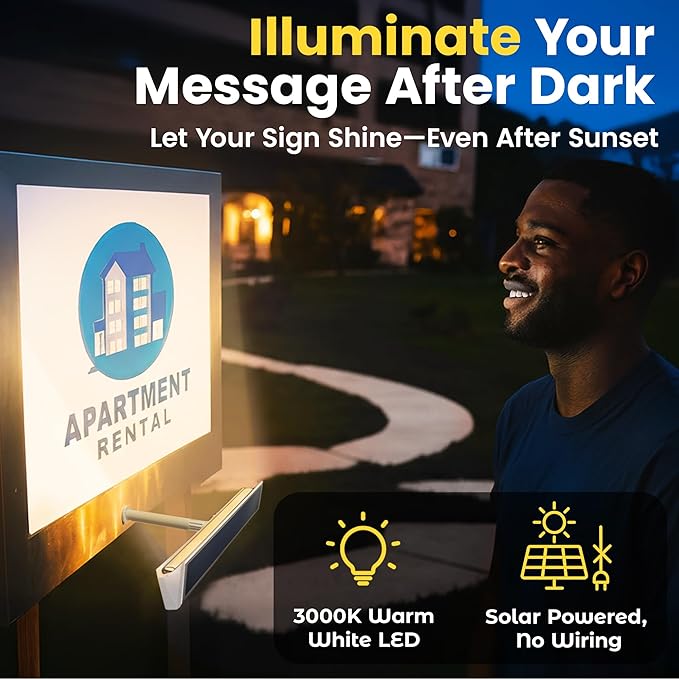 Brighticonic Solar Sign Lights Outdoor White – LED Solar Sign Light - Image 4