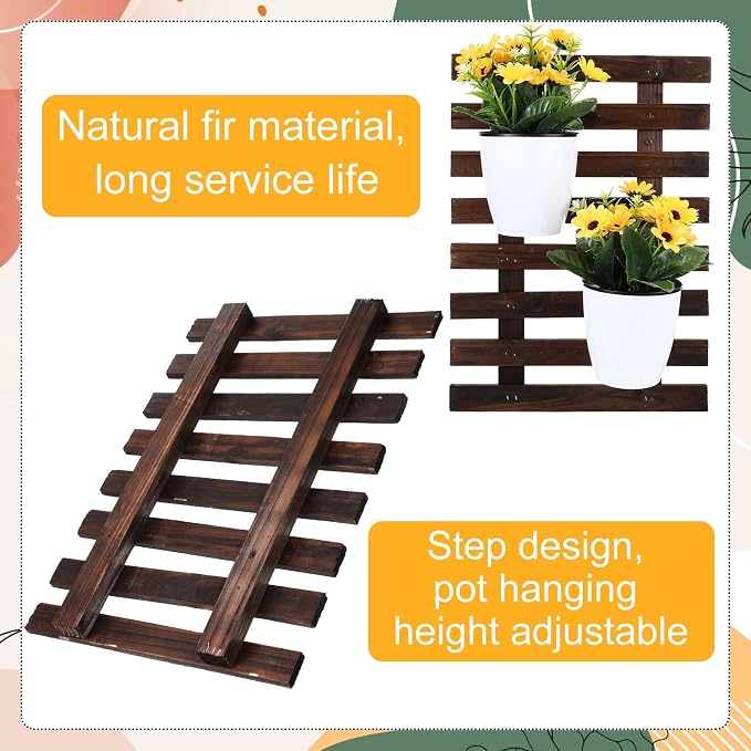 Weysat 4 Pcs Wall Planter Wooden Orchid Hanging Planter - Image 4