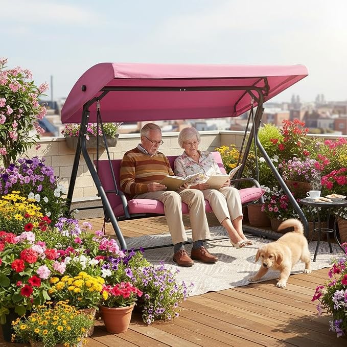 3-Seat Outdoor Convertible Swing Glider - Image 8