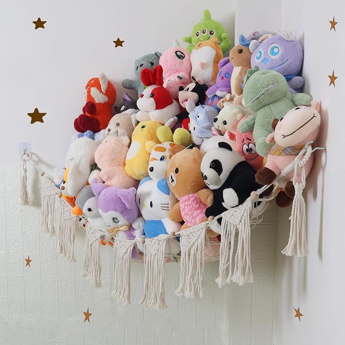 Large Stuffed Animal Hammock or Net, Macrame Boho Toy Hammock - Image 6