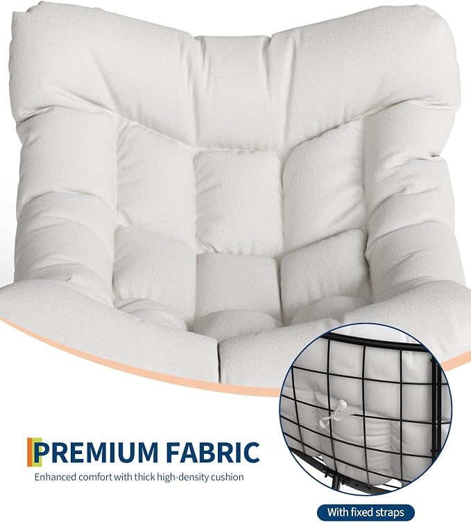 GarveeLife Outdoor Papasan Rocking Chair, Oversized Rocking Chair - Image 5