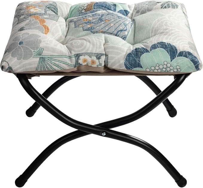 HollyHOME 15" Folding Footrest Stool, Upholstered Small Foldable Ottoman - Image 9