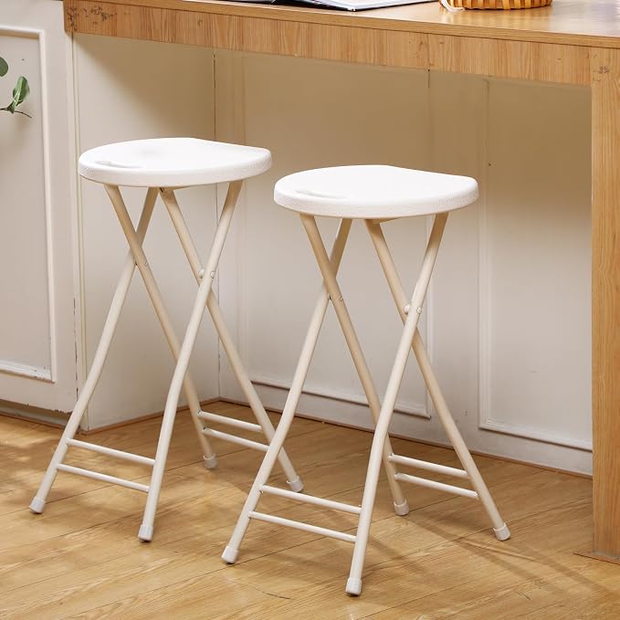 Suzile 2 Pcs 24 Inch Tall Folding Chair Portable Plastic Stool Chair Heavy Duty - Image 2