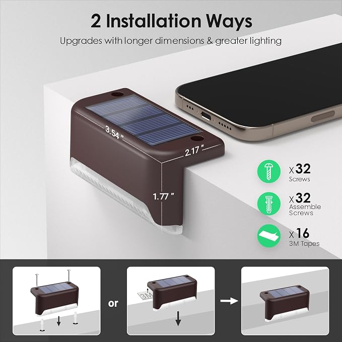 SOLPEX Solar Fence Lights Outdoor, Solar Step Lights Waterproof LED Deck Lights - Image 6