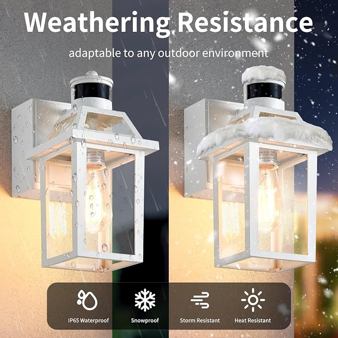 Yisuro Porch Lights with GFCI Outlet, Dusk to Dawn Motion Sensor Outdoor Light - Image 4