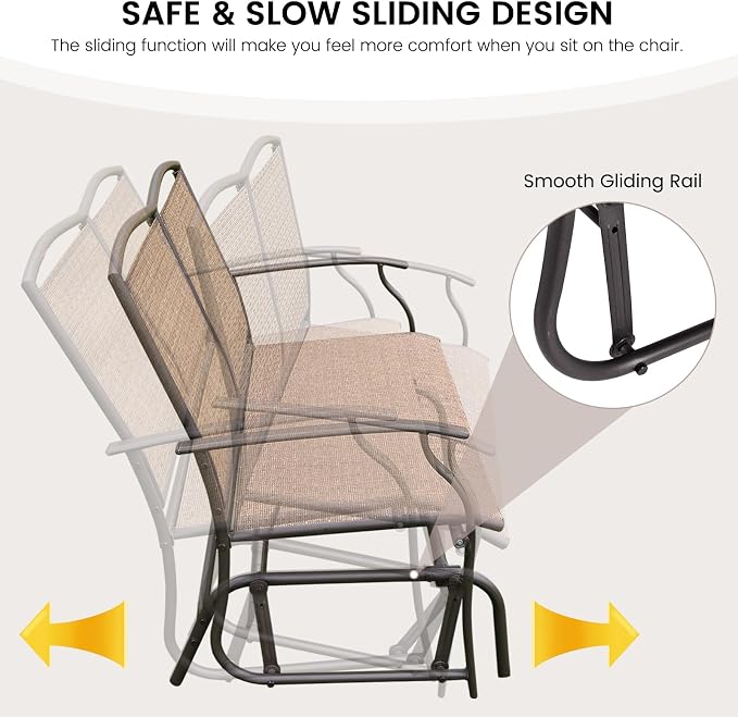 Giantex Patio Glider Bench, 400 Lbs Capacity, Steel Frame, Outdoor Swing Chair - Image 6