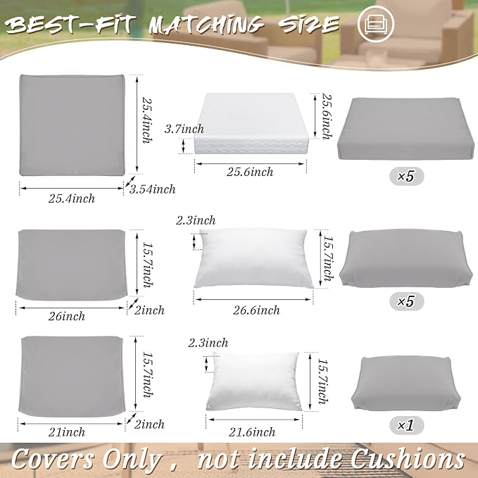 Patelai 11 Pcs Waterproof Patio Cushion Covers - Image 3