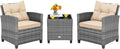 Tangkula 3 Pieces Wicker Patio Furniture Set, Outdoor Rattan Conversation by TANGKULA