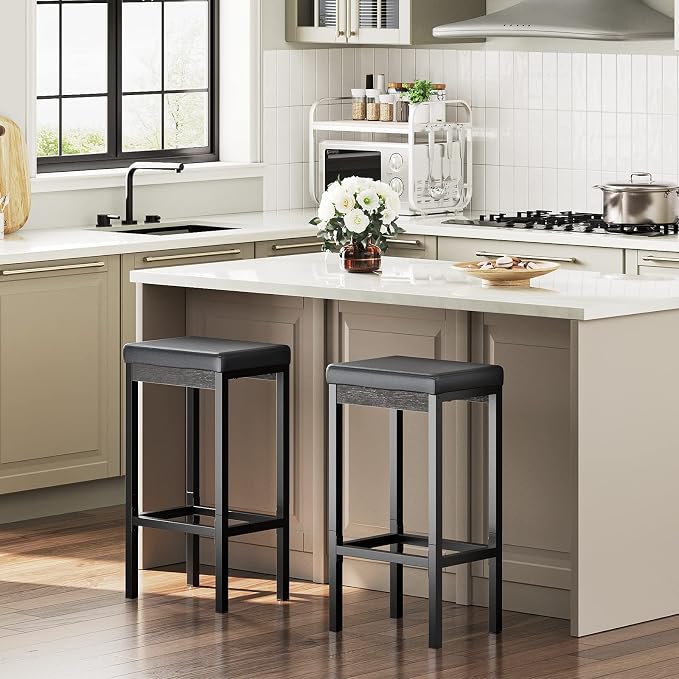 HOOBRO Bar Stools, 24.8-Inch Height Stools, Breakfast Bar Stools, Kitchen Stools - Image 4