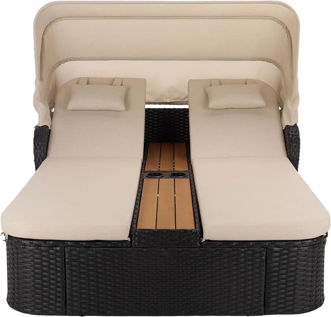 SAFAVIEH Outdoor Patio Furniture Collection – Victoria Black & Taupe Double by SAFAVIEH
