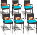 Sundale Outdoor Wicker Bar Stool Set of 6, Patio Counter Height Pub Chair by SundaleOutdoor