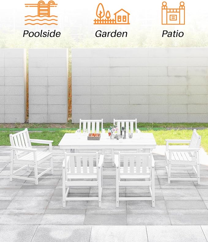 Patio Dining Chair Set of 2, HDPE Outdoor Dining Chair, Ergonomic HDPE Dining - Image 7