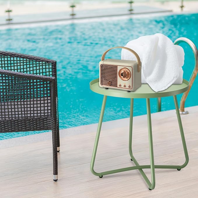 danpinera Outdoor Side Tables, Weather Resistant Steel Patio Side Table - Image 6