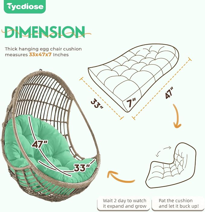 Egg Chair Cushion Replacement, Waterproof Outdoor Hanging Egg Chair Cushion - Image 2