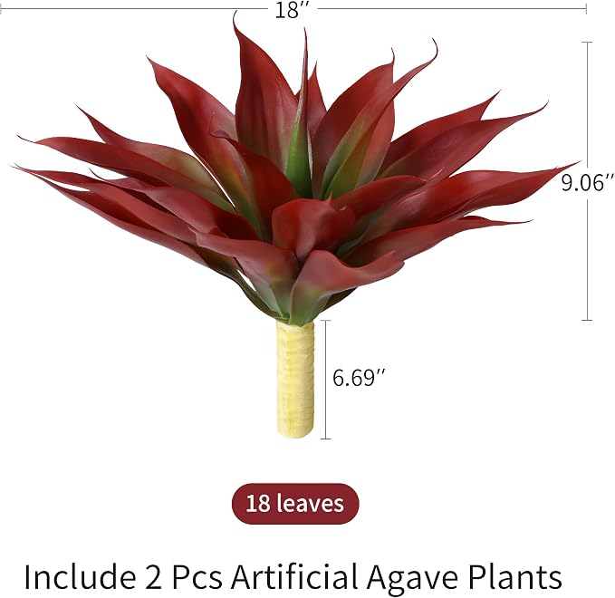 Ivydale Fake Plants 18 Inch Agave Artificial Plants Outdoor 2 PCS - Image 2