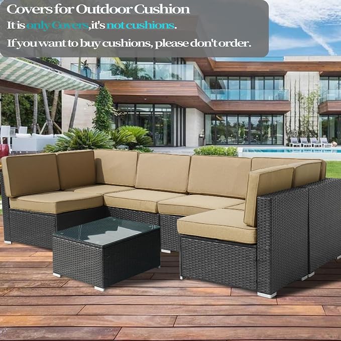 14Pcs Outdoor Cushion Covers Replacement Washable w/Zipper - Image 4
