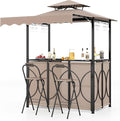 Tangkula 3 Piece Patio Bar Set, Grill Gazebo & 2 Foldable Bar Stools by TANGKULA